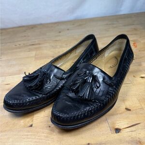 SANTONI Solid Black Leather Mens Dress Shoes size 8.5 Mens Shoes